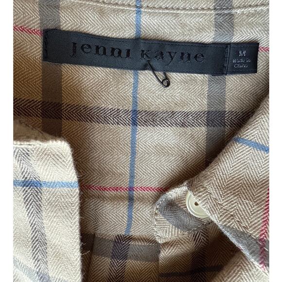 Jenni Kayne Lightweight Button Down Flannel in Taupe Plaid Size Medium - Picture 7 of 8